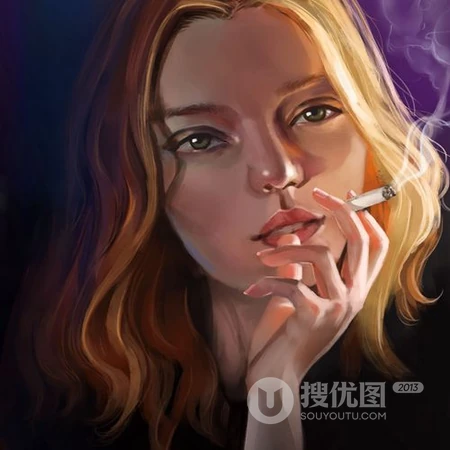 抽烟的女人插画头像，酷飒，叛逆，非主流抽烟女生插画头像图片