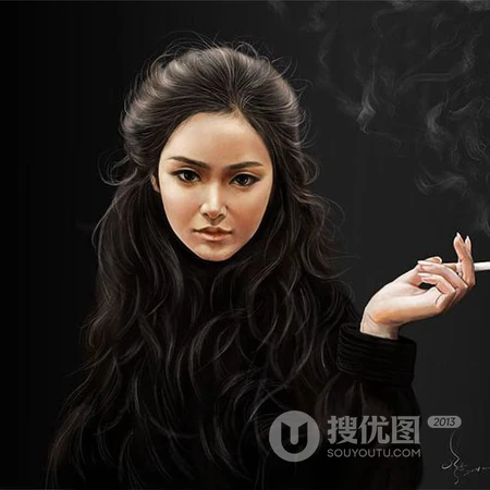 抽烟的女人插画头像，酷飒，叛逆，非主流抽烟女生插画头像图片
