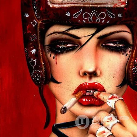 抽烟的女人插画头像，酷飒，叛逆，非主流抽烟女生插画头像图片
