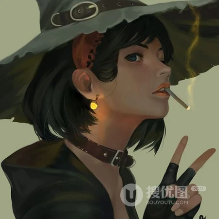 抽烟的女人插画头像，酷飒，叛逆，非主流抽烟女生插画头像图片