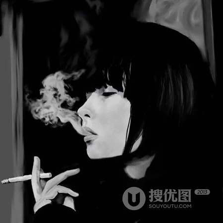 抽烟的女人插画头像，酷飒，叛逆，非主流抽烟女生插画头像图片