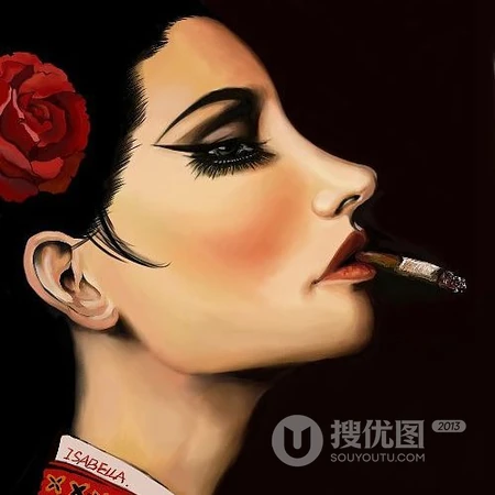 抽烟的女人插画头像，酷飒，叛逆，非主流抽烟女生插画头像图片