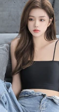 气质颜值女生主播石茜s紧身肩带文胸衣牛仔穿着居家写真美背动人图片