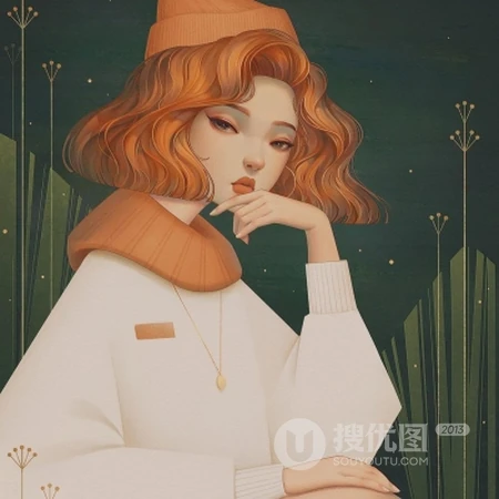 卷发气质有气质的，2021最新款肩带裙动漫卡通女生专用插画头像图片