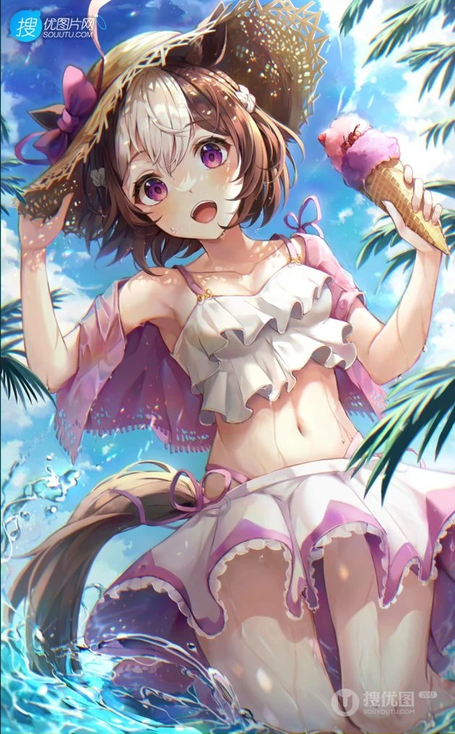 古灵精怪，可爱伶俐的二次元兽耳朵动漫少女高清插画图片