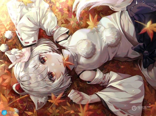 古灵精怪，可爱伶俐的二次元兽耳朵动漫少女高清插画图片