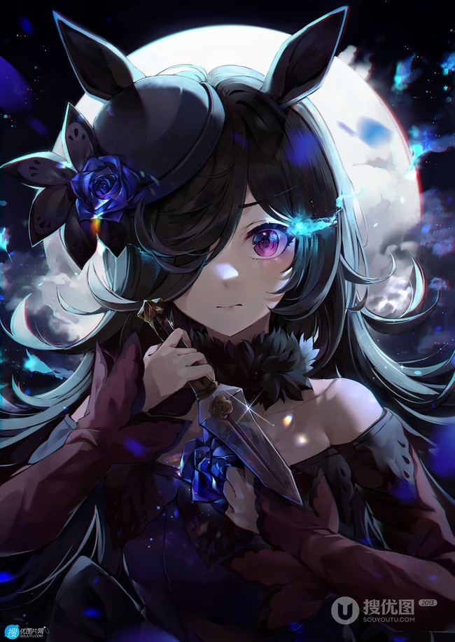 古灵精怪，可爱伶俐的二次元兽耳朵动漫少女高清插画图片