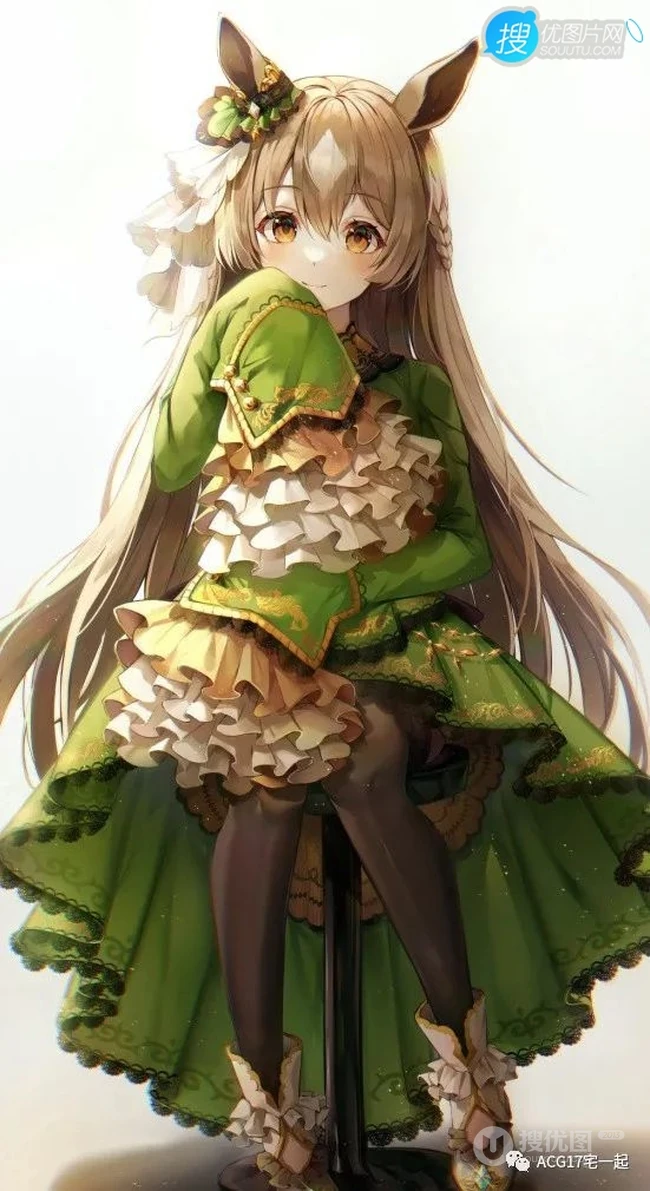古灵精怪，可爱伶俐的二次元兽耳朵动漫少女高清插画图片