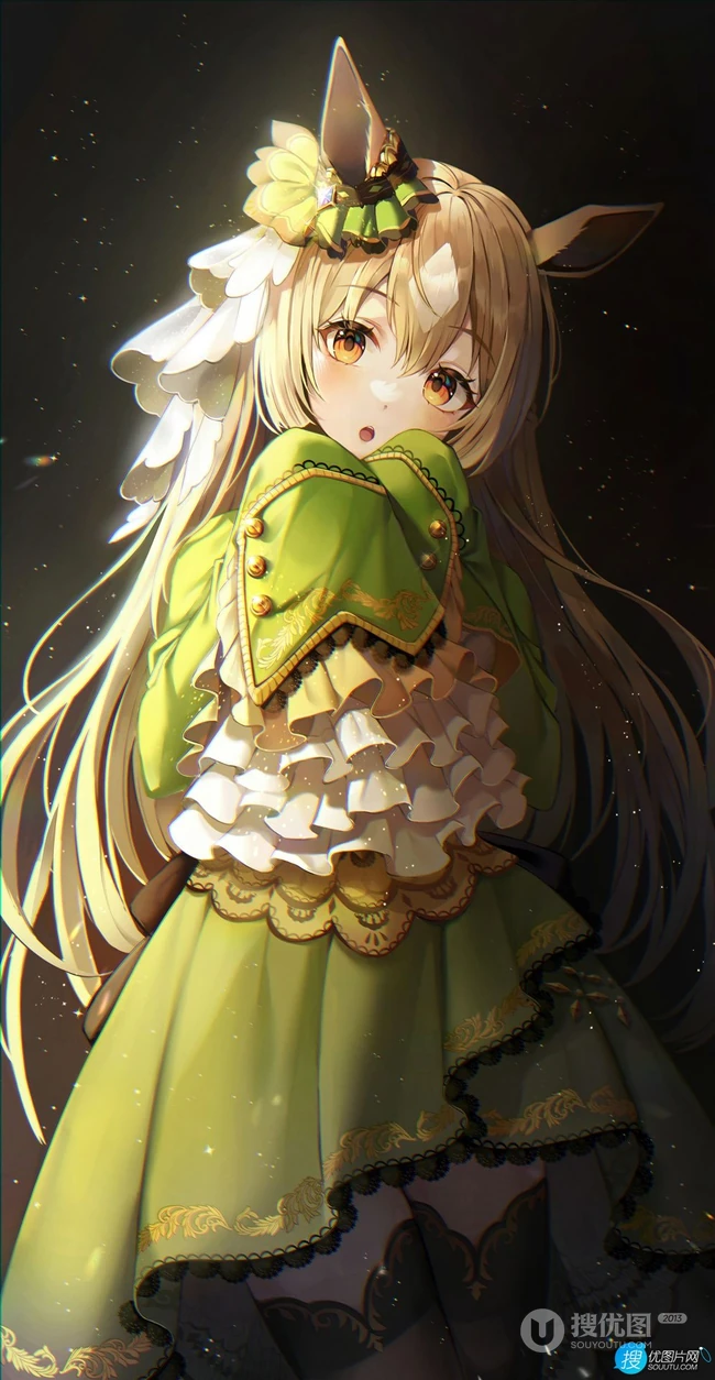 古灵精怪，可爱伶俐的二次元兽耳朵动漫少女高清插画图片