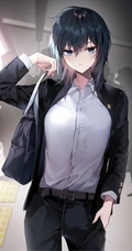 乌黑短发，打扮超酷的二次元时尚清爽动漫少女酷飒插画图集欣赏