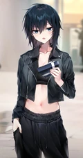 乌黑短发，打扮超酷的二次元时尚清爽动漫少女酷飒插画图集欣赏