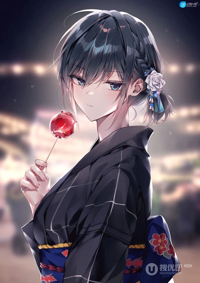 乌黑短发，打扮超酷的二次元时尚清爽动漫少女酷飒插画图集欣赏