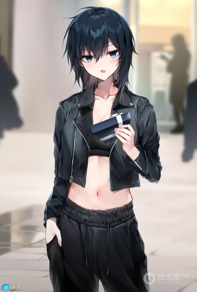 乌黑短发，打扮超酷的二次元时尚清爽动漫少女酷飒插画图集欣赏