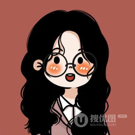 2021年最新款可爱女生头像，戴眼镜的可爱小姑娘，小女孩手绘插画头像图片