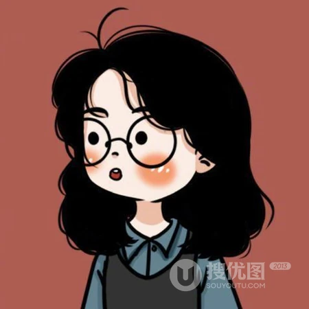 2021年最新款可爱女生头像，戴眼镜的可爱小姑娘，小女孩手绘插画头像图片