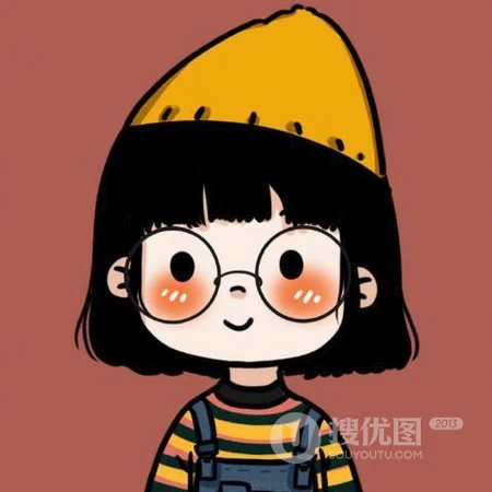 2021年最新款可爱女生头像，戴眼镜的可爱小姑娘，小女孩手绘插画头像图片