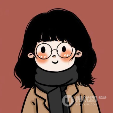 2021年最新款可爱女生头像，戴眼镜的可爱小姑娘，小女孩手绘插画头像图片
