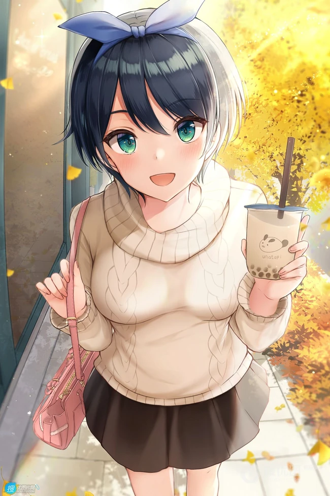 短黑发，活泼可爱的动漫少女，《租借女友》人物更科瑠夏高清插画图集欣赏