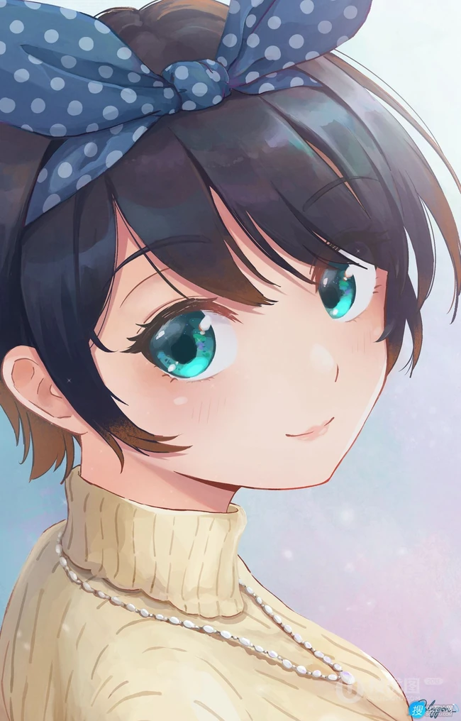 短黑发，活泼可爱的动漫少女，《租借女友》人物更科瑠夏高清插画图集欣赏