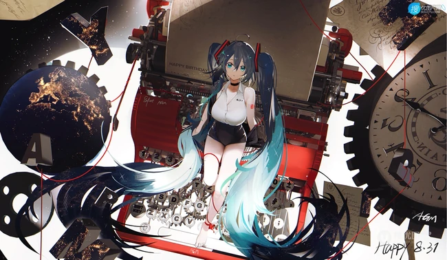 初音未来，既见未来，为何不拜！二次元女生初音未来唯美高清插画壁纸图集