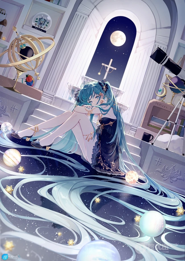 初音未来，既见未来，为何不拜！二次元女生初音未来唯美高清插画壁纸图集