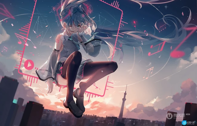 初音未来，既见未来，为何不拜！二次元女生初音未来唯美高清插画壁纸图集
