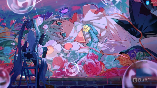 初音未来，既见未来，为何不拜！二次元女生初音未来唯美高清插画壁纸图集
