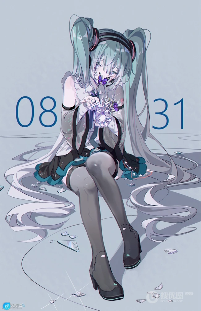 初音未来，既见未来，为何不拜！二次元女生初音未来唯美高清插画壁纸图集
