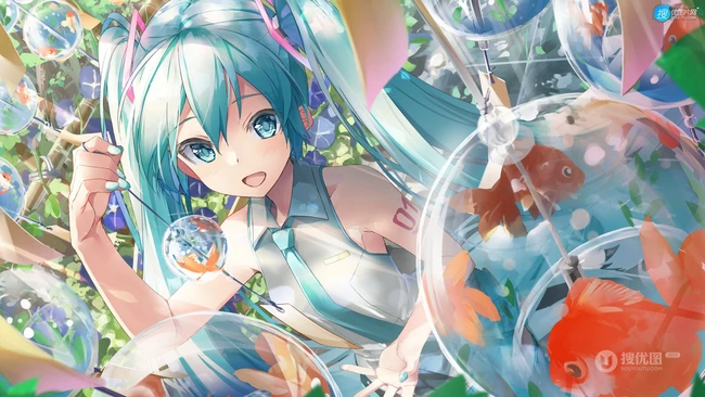 初音未来，既见未来，为何不拜！二次元女生初音未来唯美高清插画壁纸图集