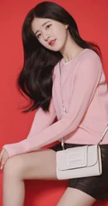 赵露思粉色毛衣搭配黑色短裙笑容甜美写真美照