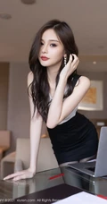 超有气质又漂亮的女生王心怡气质黑色紧身包臀连衣裙袜装职业装穿着高清图集