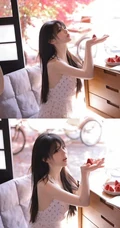惬意的夏日午后，穿着小碎花白裙的甜美可人高颜值女生慵懒写真图集