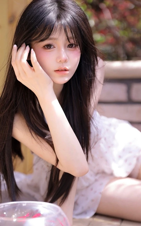 惬意的夏日午后，穿着小碎花白裙的甜美可人高颜值女生慵懒写真图集