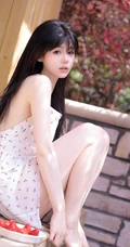 惬意的夏日午后，穿着小碎花白裙的甜美可人高颜值女生慵懒写真图集