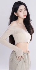 淡淡的小温柔，谁不喜欢，温柔型漂亮女生长袖礼裙上衣加长裤室内高清图集