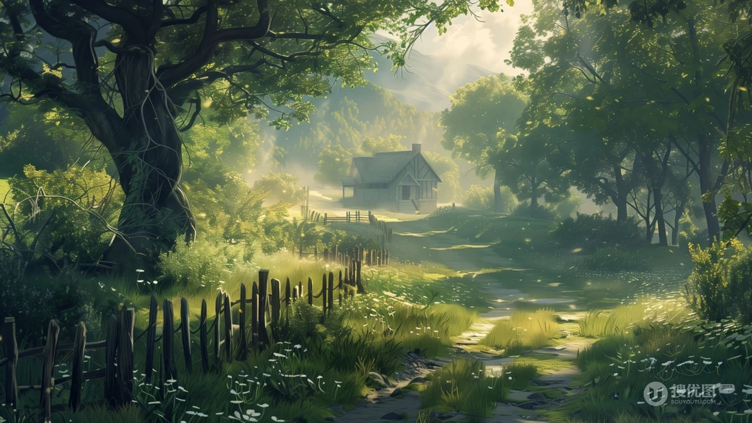 森系壁纸，郁郁葱葱的树木，树林，山间，林间，唯美森系风景壁纸图片