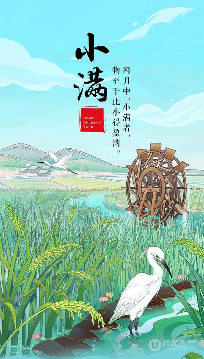 小满节气，清新麦田文字唯美意境图片 第1张