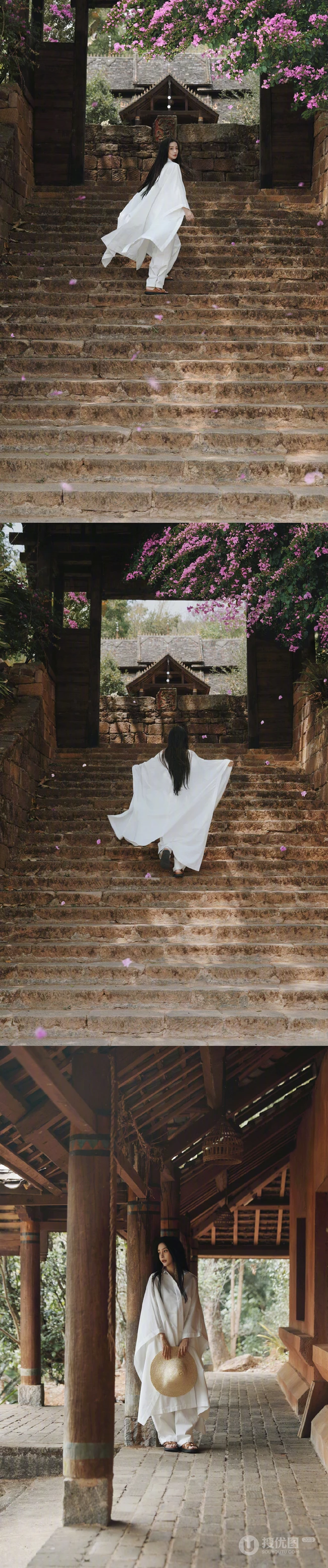 杨颖超美民族风穿搭旅拍写真，感受布朗少数民族服饰之美