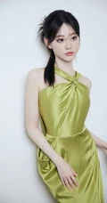 祝绪丹温柔优雅交织脖带长裙礼服超好看写真花絮图片