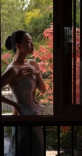 美丽翩然入画，蒋欣一袭国风穿搭游园写真登杂志图片