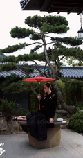 美丽翩然入画，蒋欣一袭国风穿搭游园写真登杂志图片