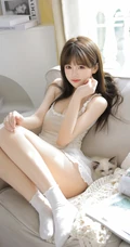高颜值，气质，白皙，身材超哇塞的娇柔型女生MM室内沙发写真图集