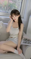 高颜值，气质，白皙，身材超哇塞的娇柔型女生MM室内沙发写真图集