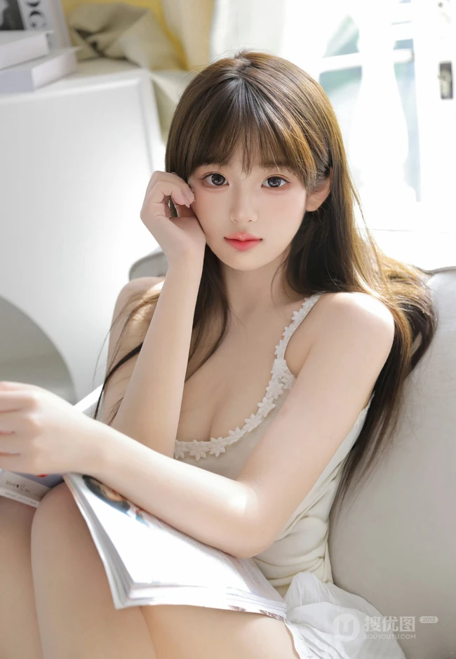 高颜值，气质，白皙，身材超哇塞的娇柔型女生MM室内沙发写真图集