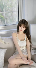 高颜值，气质，白皙，身材超哇塞的娇柔型女生MM室内沙发写真图集