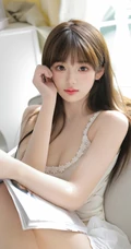 高颜值，气质，白皙，身材超哇塞的娇柔型女生MM室内沙发写真图集