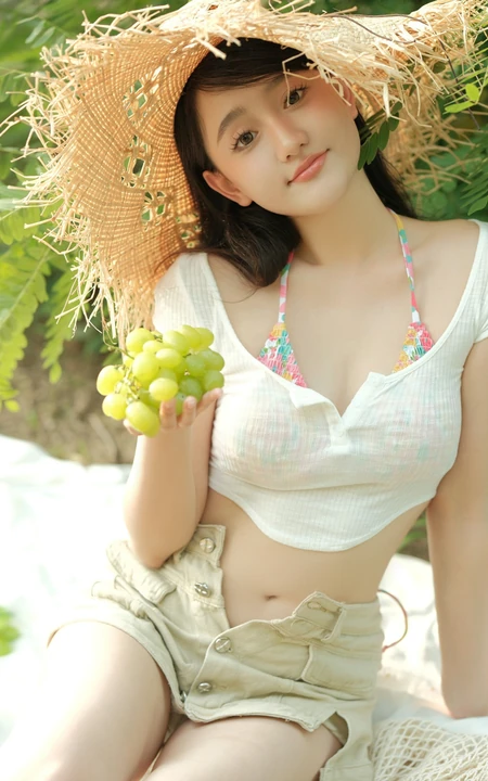 听风，懂你，我在公园等你，夏日气质短裤女生户外游玩随心超美写真图片