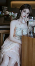优雅，气质，黑色长发 礼裙长裙礼服装白皙气质女生气质写真图片