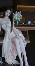 优雅，气质，黑色长发 礼裙长裙礼服装白皙气质女生气质写真图片