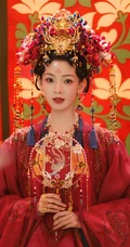 陈瑶一袭古装红妆，凤冠，灼灼艳桃李超美写真图片